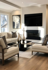 element home solutions modern living room featuring white furniture and a flat screen tv